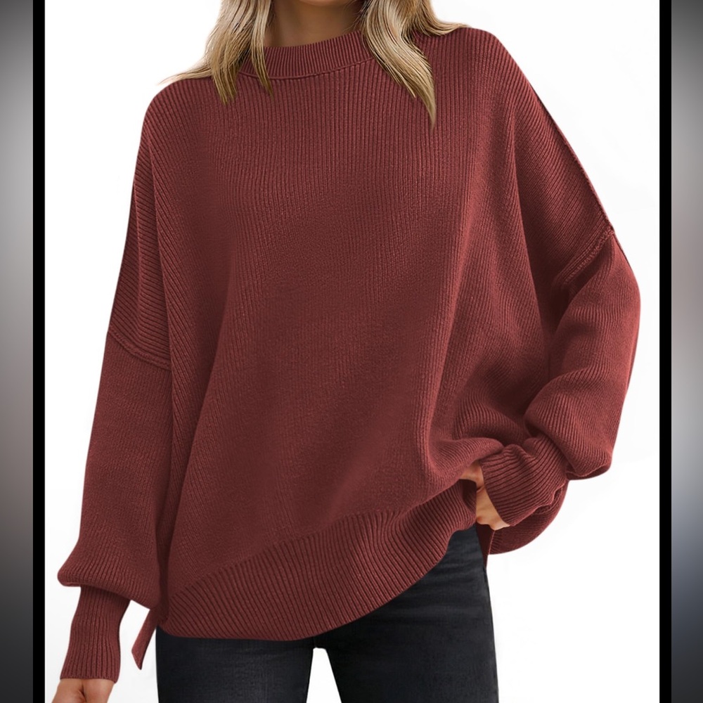 Zenana Oversized Knit Sweater - Burgundy